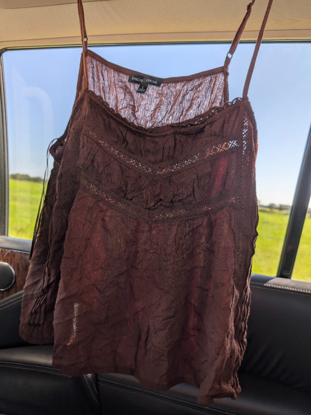 Brown flowy tank